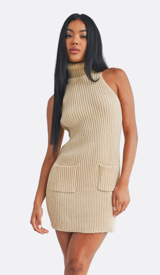 Knitted Mock Neck Mini